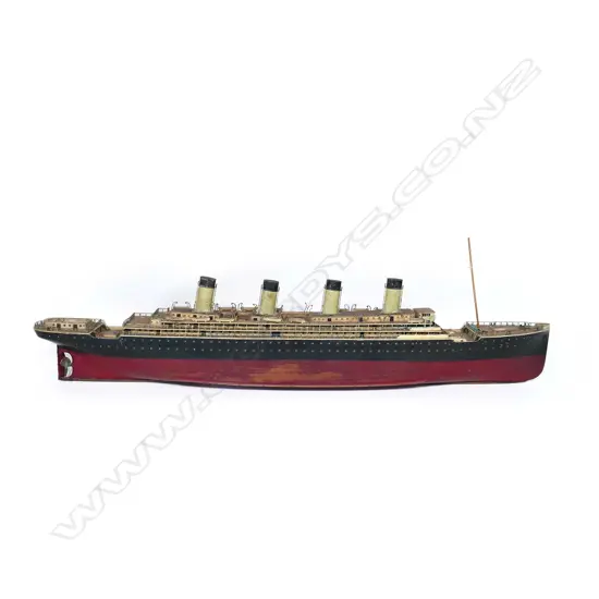 A scratch-built model of a four-funnel ocean liner
