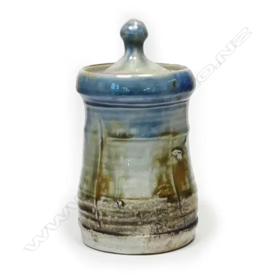Denis O'Connor salt glazed lidded jar,