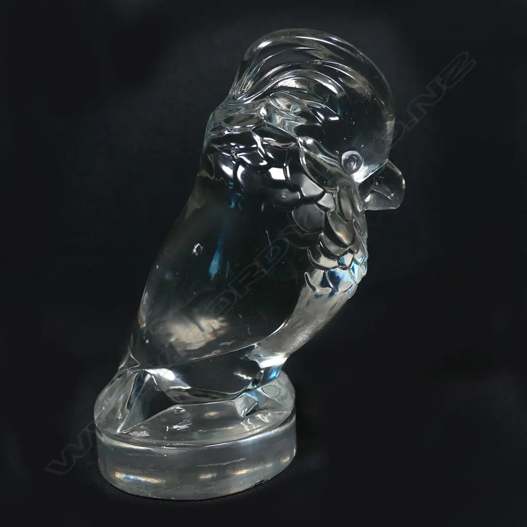 A clear glass car radiator cap mascot 'Cockatoo' by Maurice Image 1++