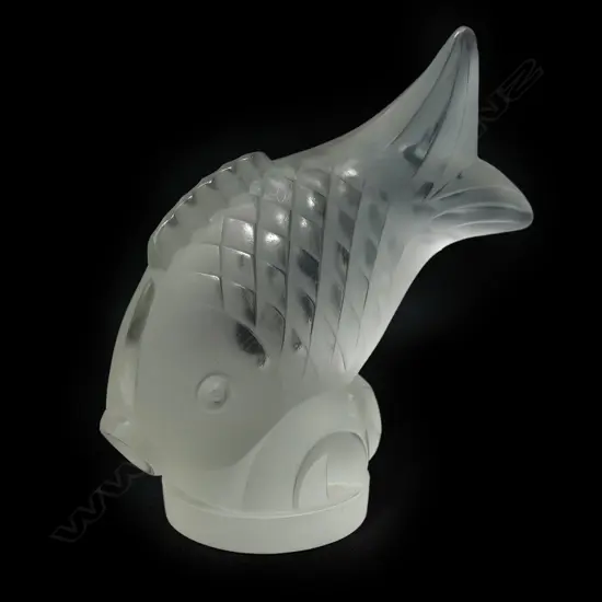 A frosted glass radiator cap mascot by Guéron c.1925 depicting a Fish from the Caribbean Sea.