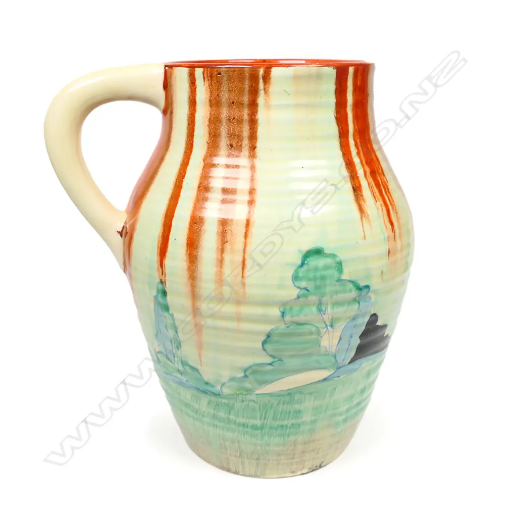 A Clarice Cliff Bizarre Forest Glen pattern lotus jug, Image 1++