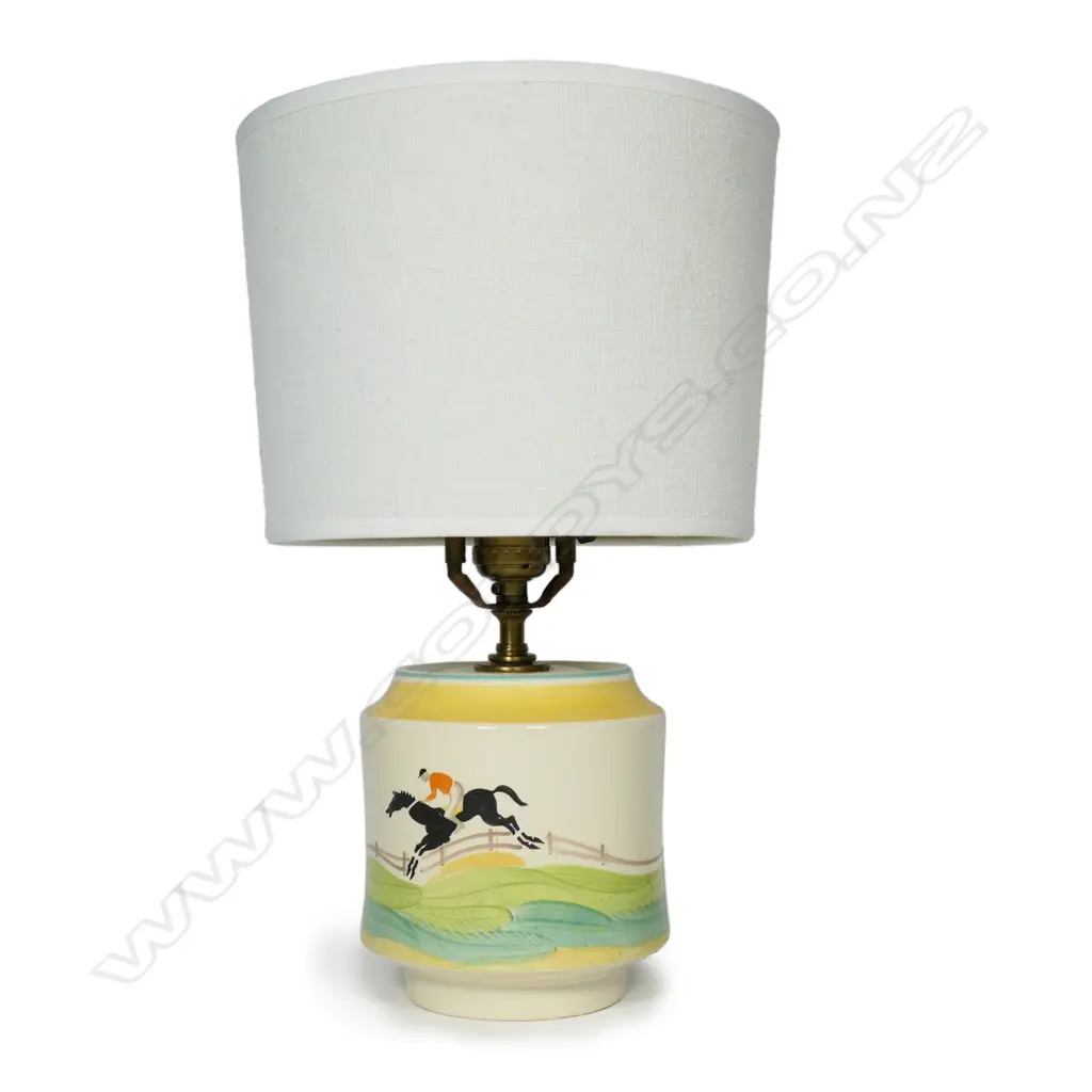 An Art Deco Susie Cooper Nursery Ware "Jockey" pattern table lamp Image 1++