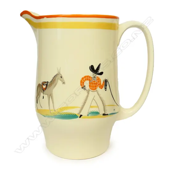 An Art Deco Susie Cooper Nursery Ware "Cowboy Joe" pattern jug
