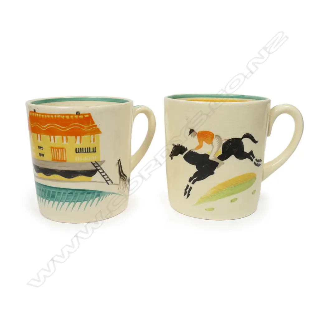 Two Art Deco Susie Cooper Nursery Ware mugs, Image 1++