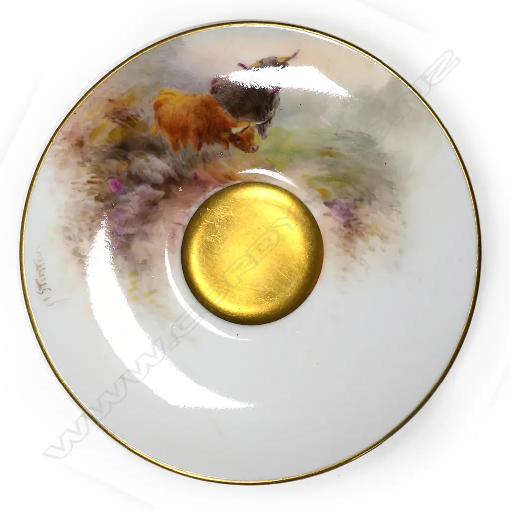A 1920's Royal Worcester Stinton Highland Cattle demitasse coffee service, Image 1++