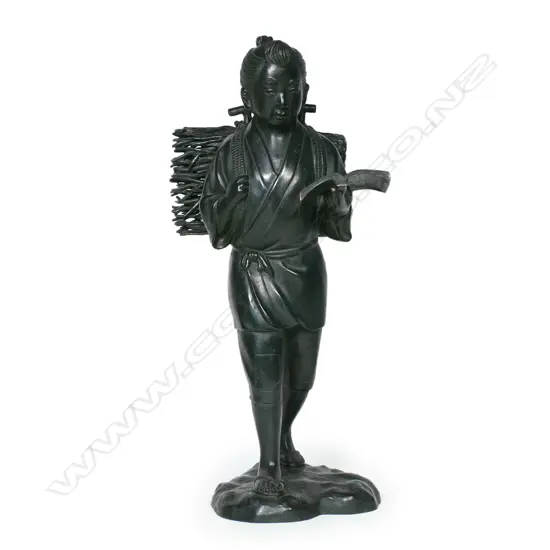 A Japanese bronze statue of Ninomiya Sontuku (1787-1856)