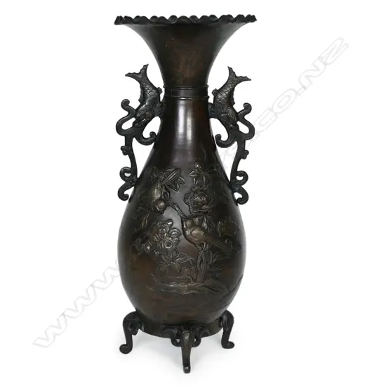 A c.1900 Oriental bronze vase,