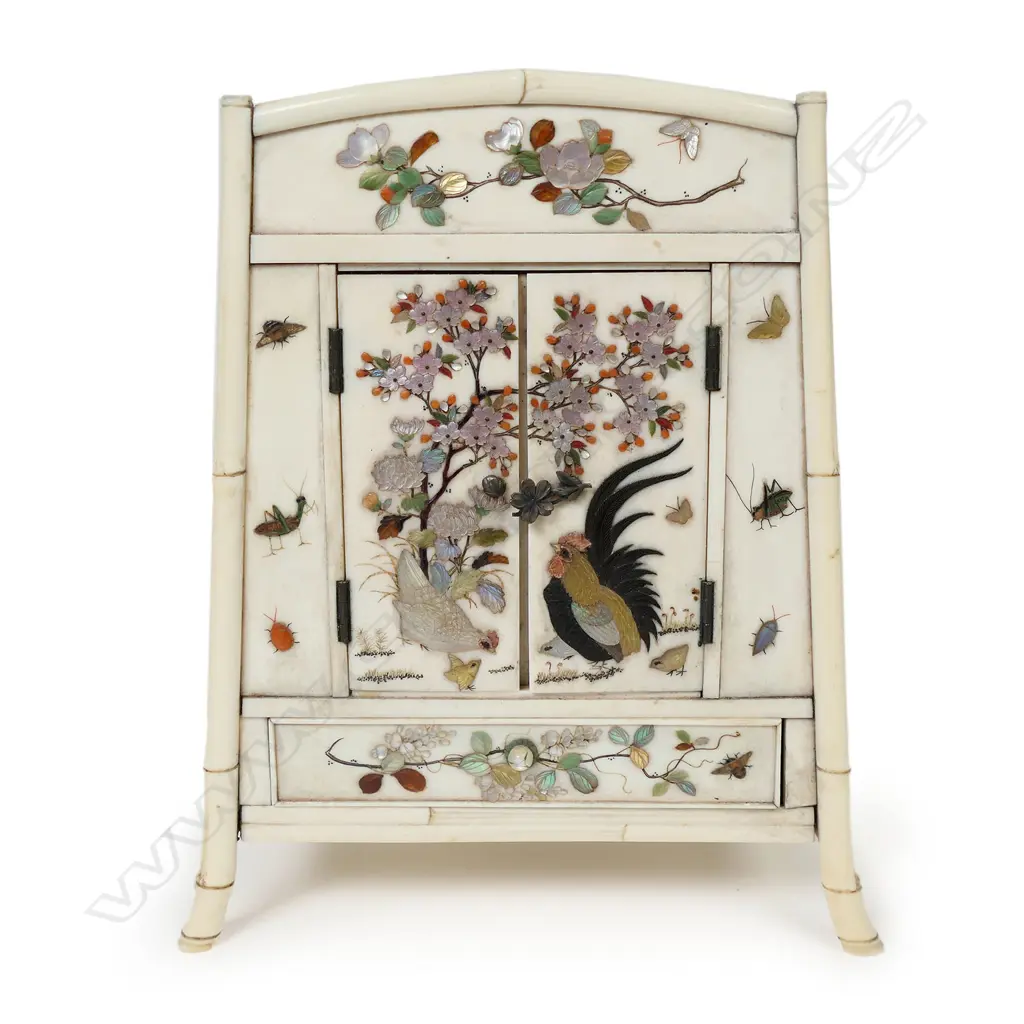A Japanese late Meiji period ivory miniature cabinet, Image 1++