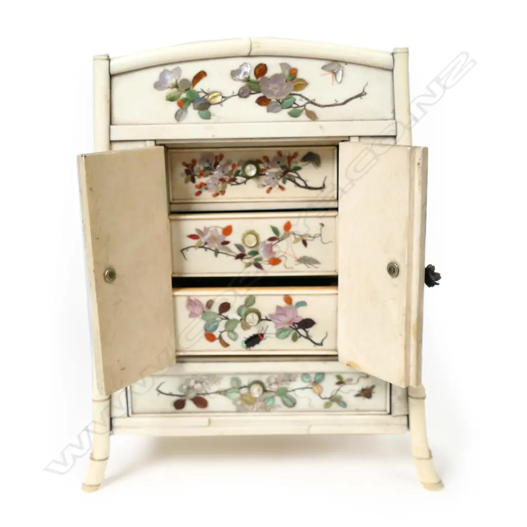 A Japanese late Meiji period ivory miniature cabinet, Image 1++