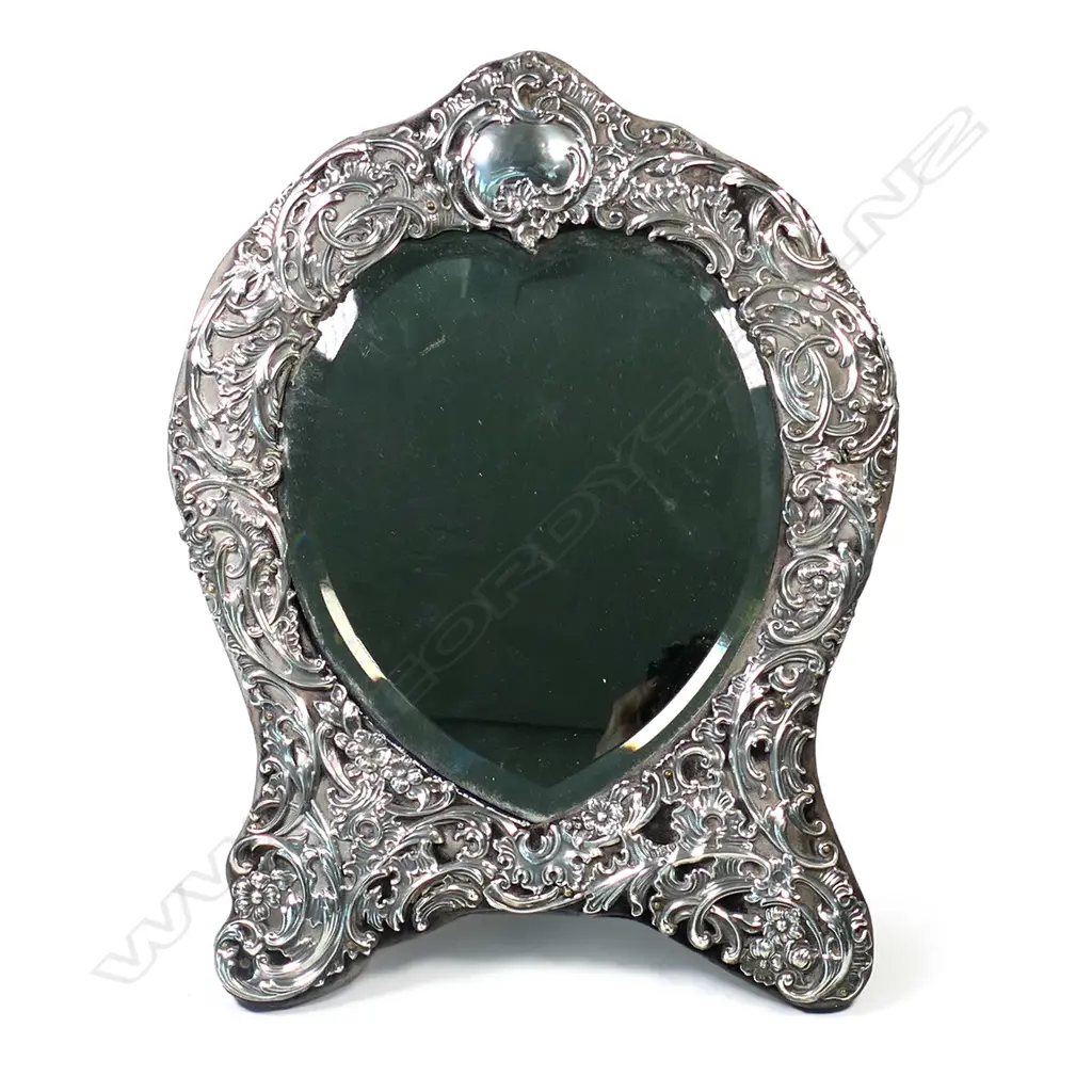 A large Edwardian silver dressing table mirror, with easel back Image 1++