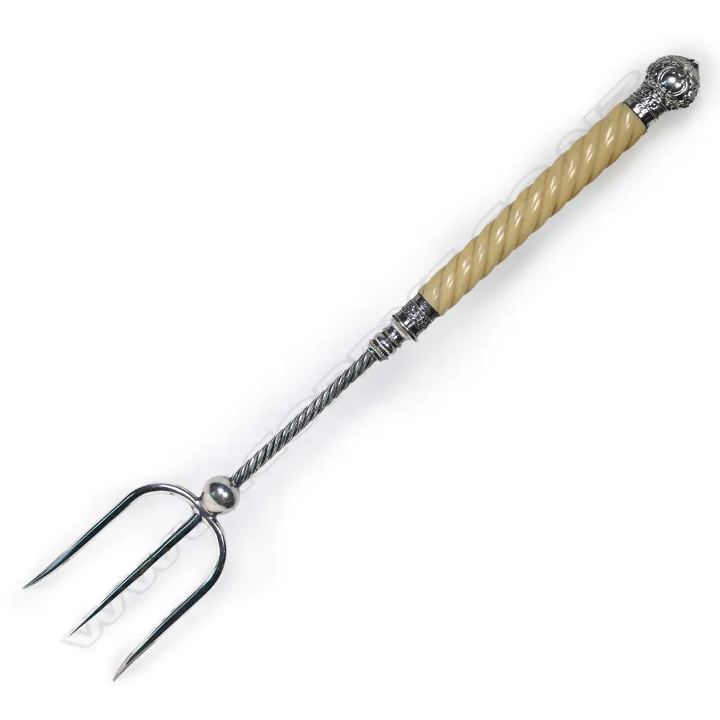A late Victorian silver plate and ivory bread fork, Image 1++