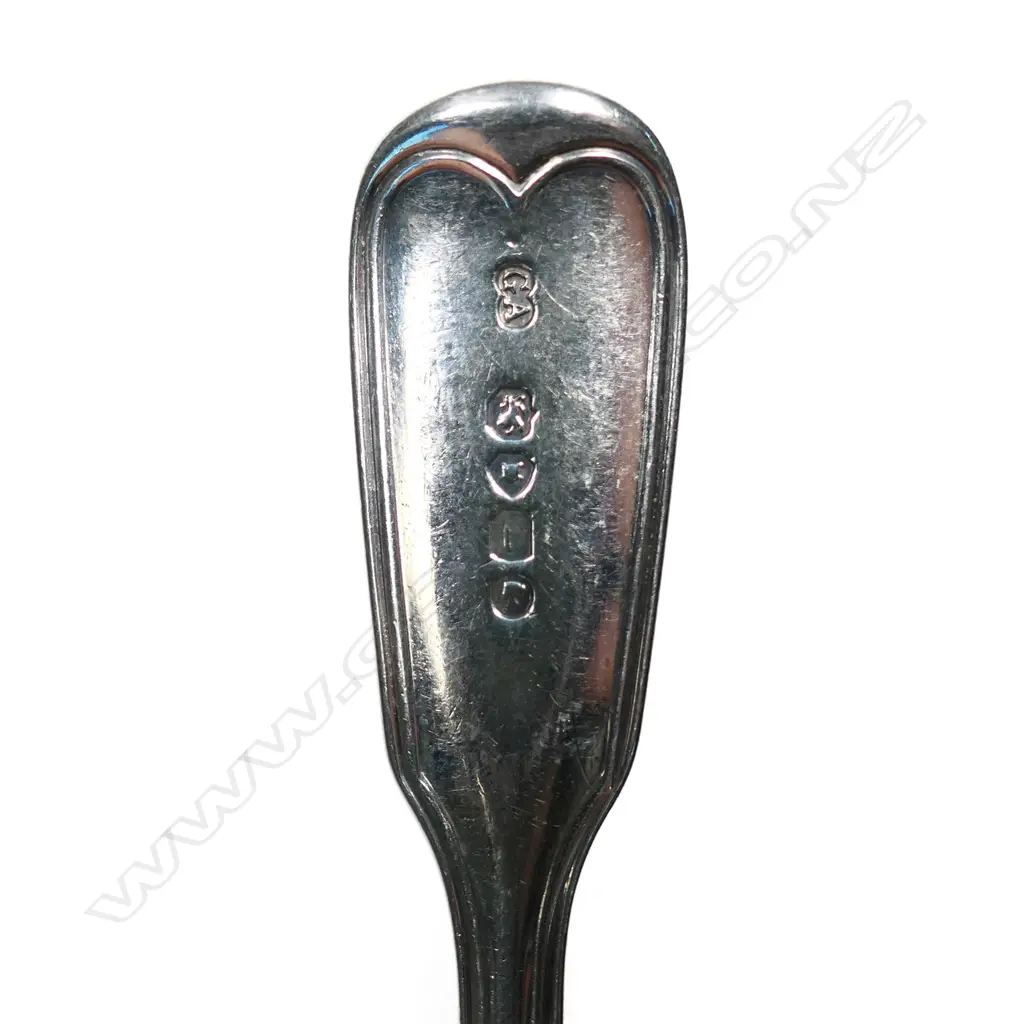 A set of four Victorian silver fiddle and thread pattern dessert spoons, Image 1++