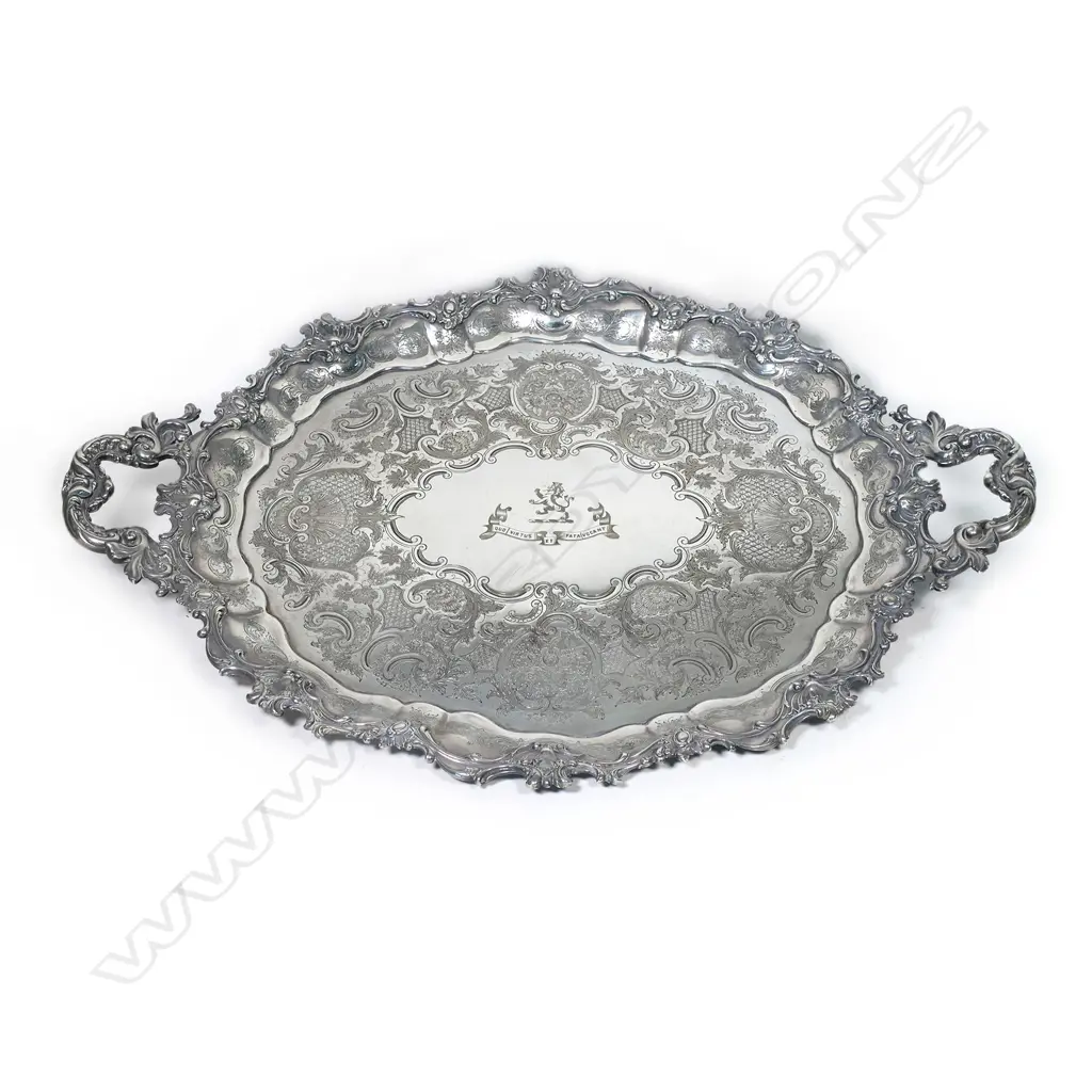 An impressive, Victorian, Irish silver-plated, two-handled butler's tray Image 1++