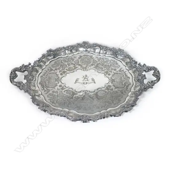 An impressive, Victorian, Irish silver-plated, two-handled butler's tray