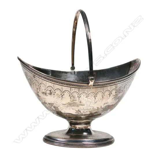 A George III silver pedestal sugar basket,