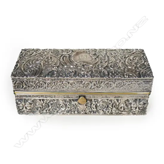 A Victorian embossed silver covered travelling curling iron heater,