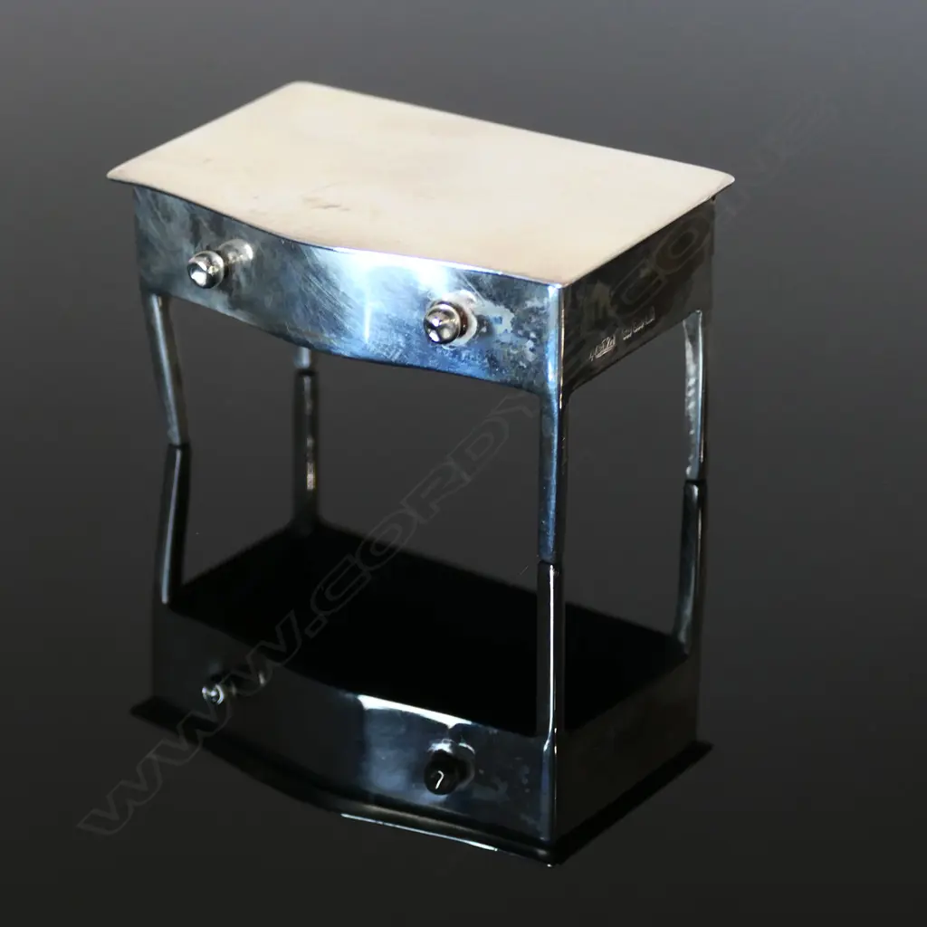 An Edwardian silver miniature box modelled as a console table Image 1++