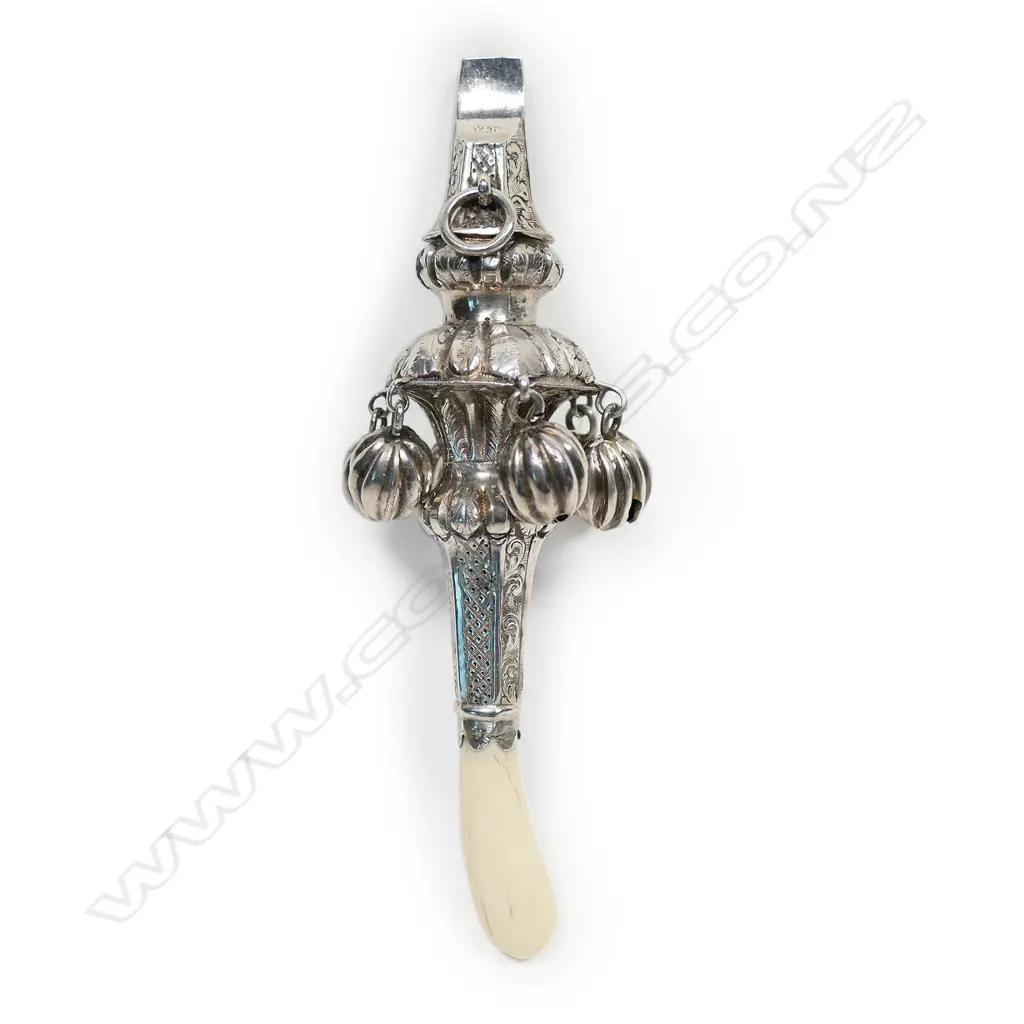 A Victorian silver and ivory baby rattle, Image 1++
