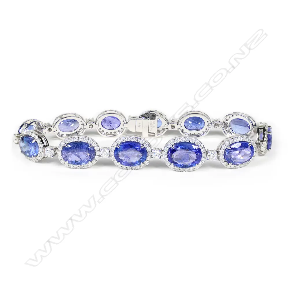 A platinum, tanzanite and diamond halo bracelet, Image 1++