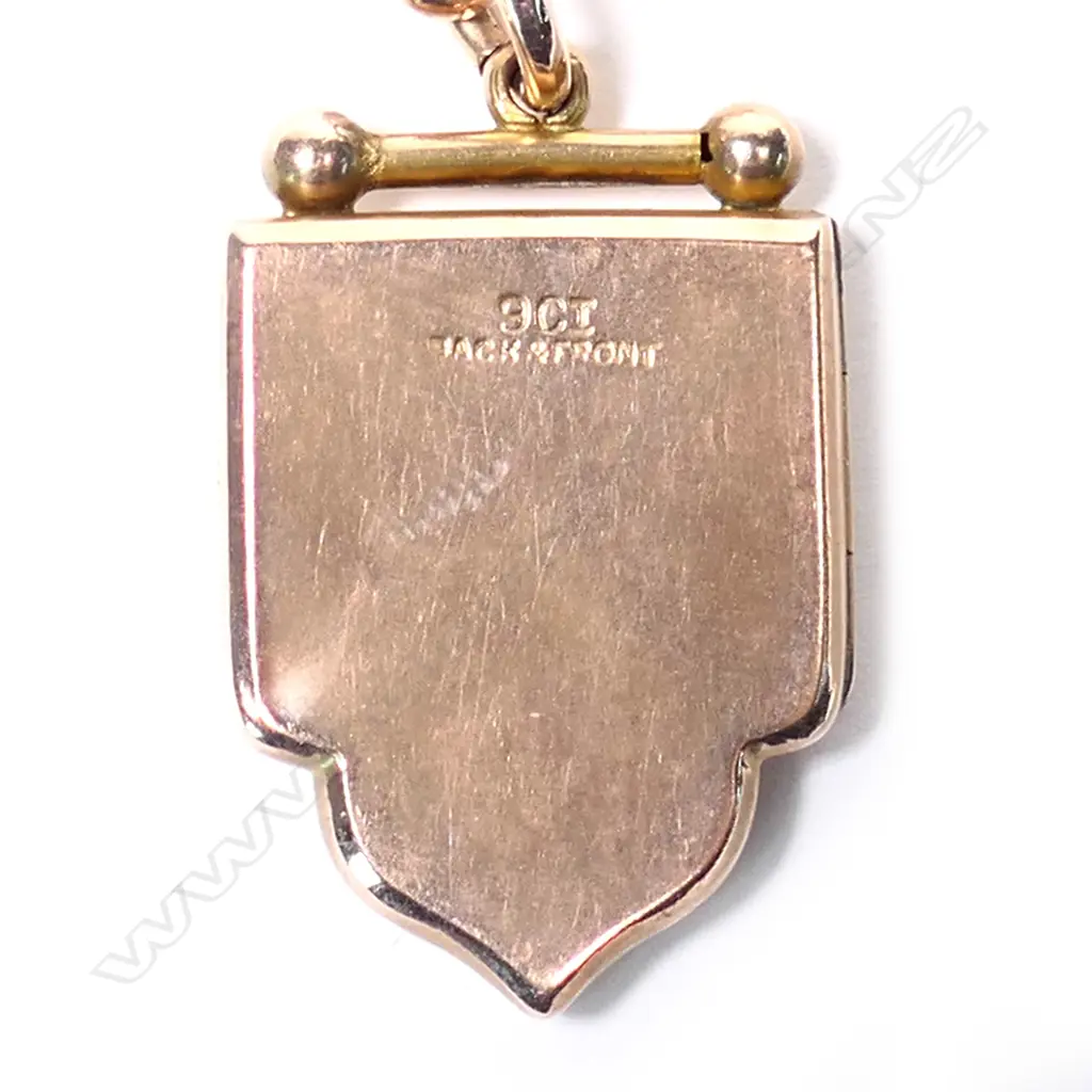 An Edwardian 9ct rose gold fob chain and locket, Image 1++