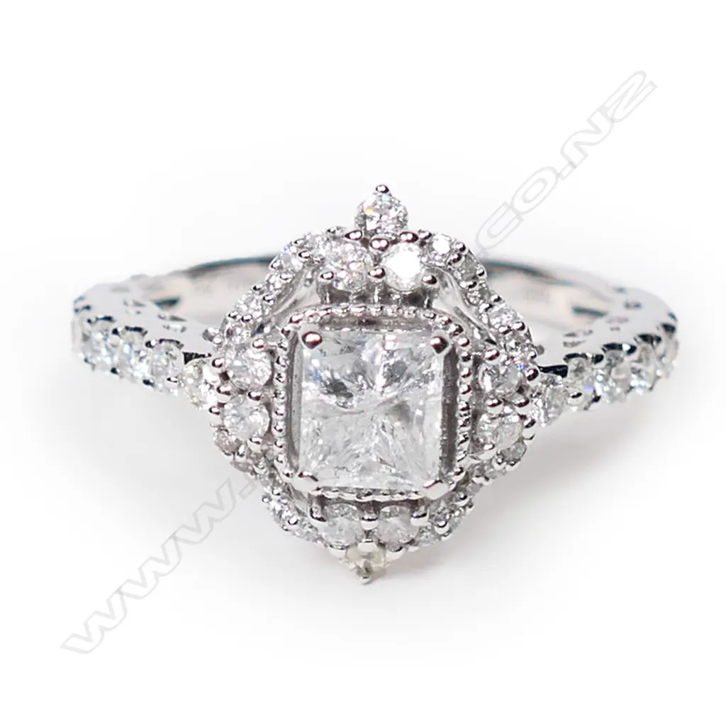 A 14ct white gold and diamond dress ring, Image 1++