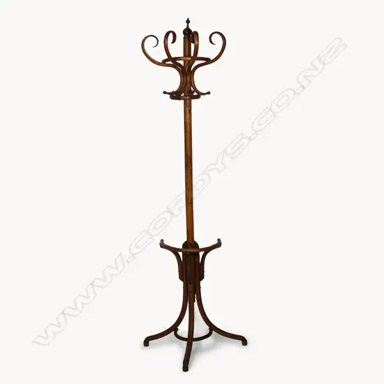 A half round Bentwood hat and coat stand,