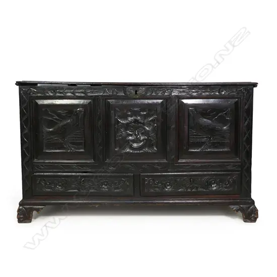 A 19thC oak coffer,