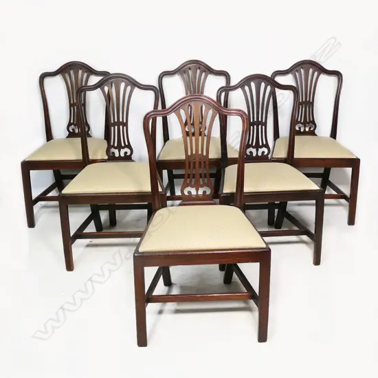 A set of six Georgian mahogany Chippendale style chairs,