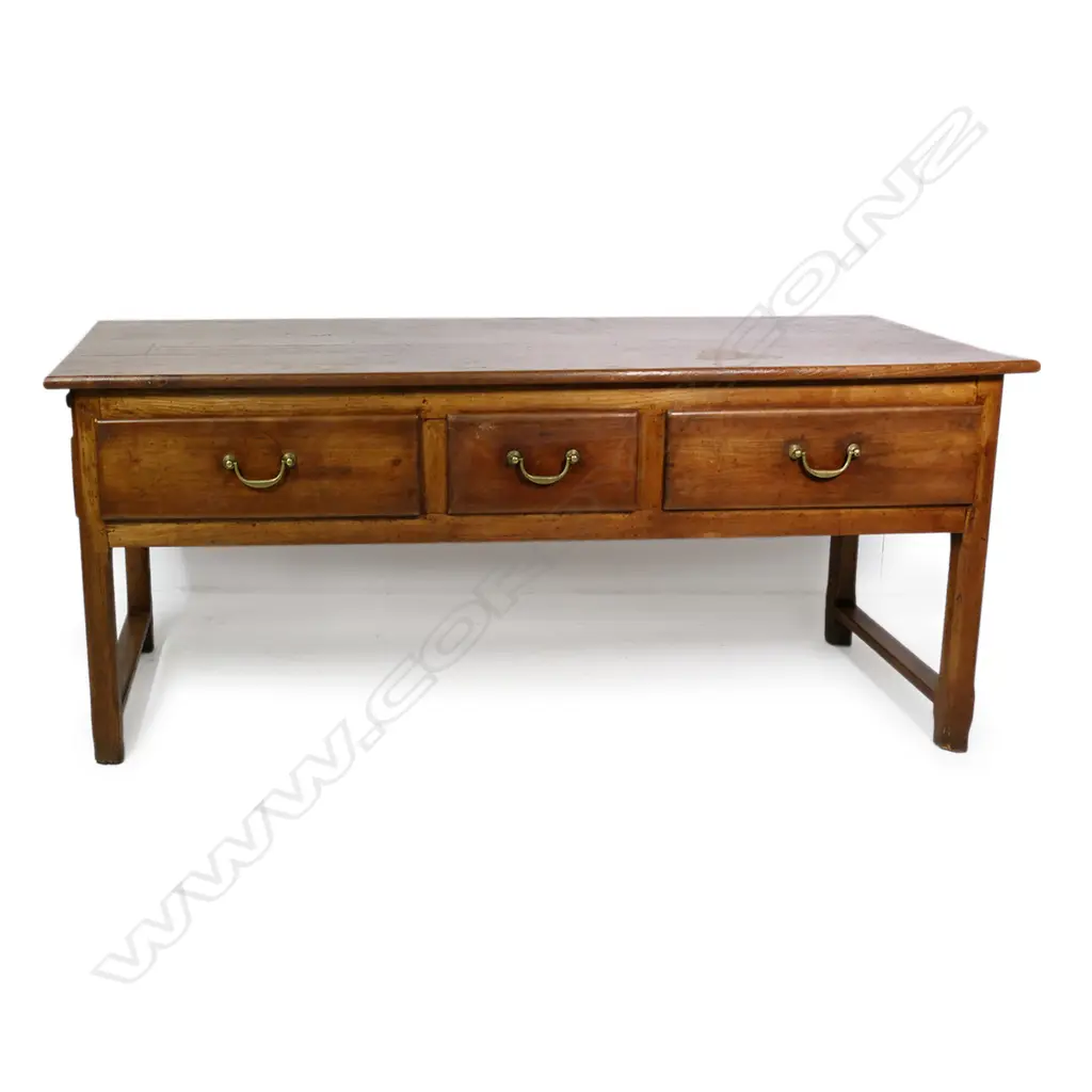 A 19thC fruitwood country kitchen worktable, Image 1++