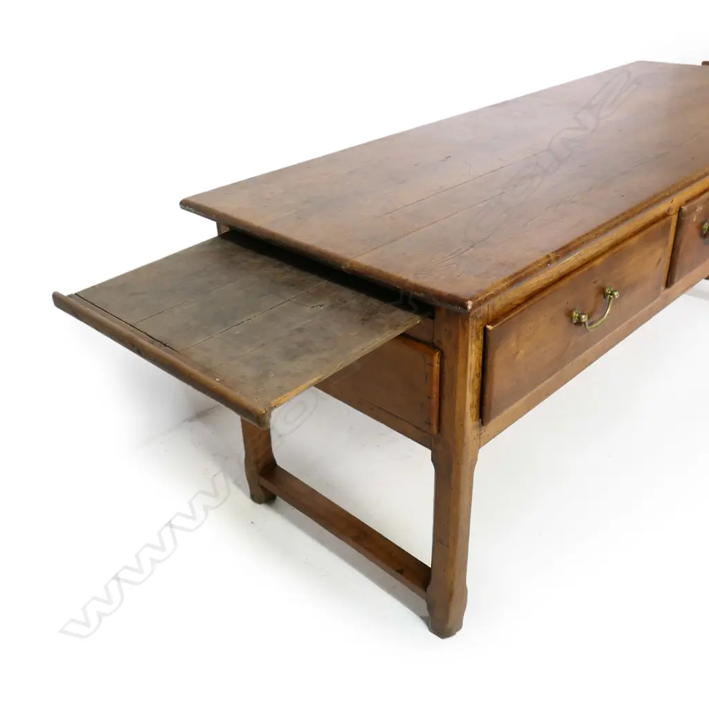 A 19thC fruitwood country kitchen worktable, Image 1++