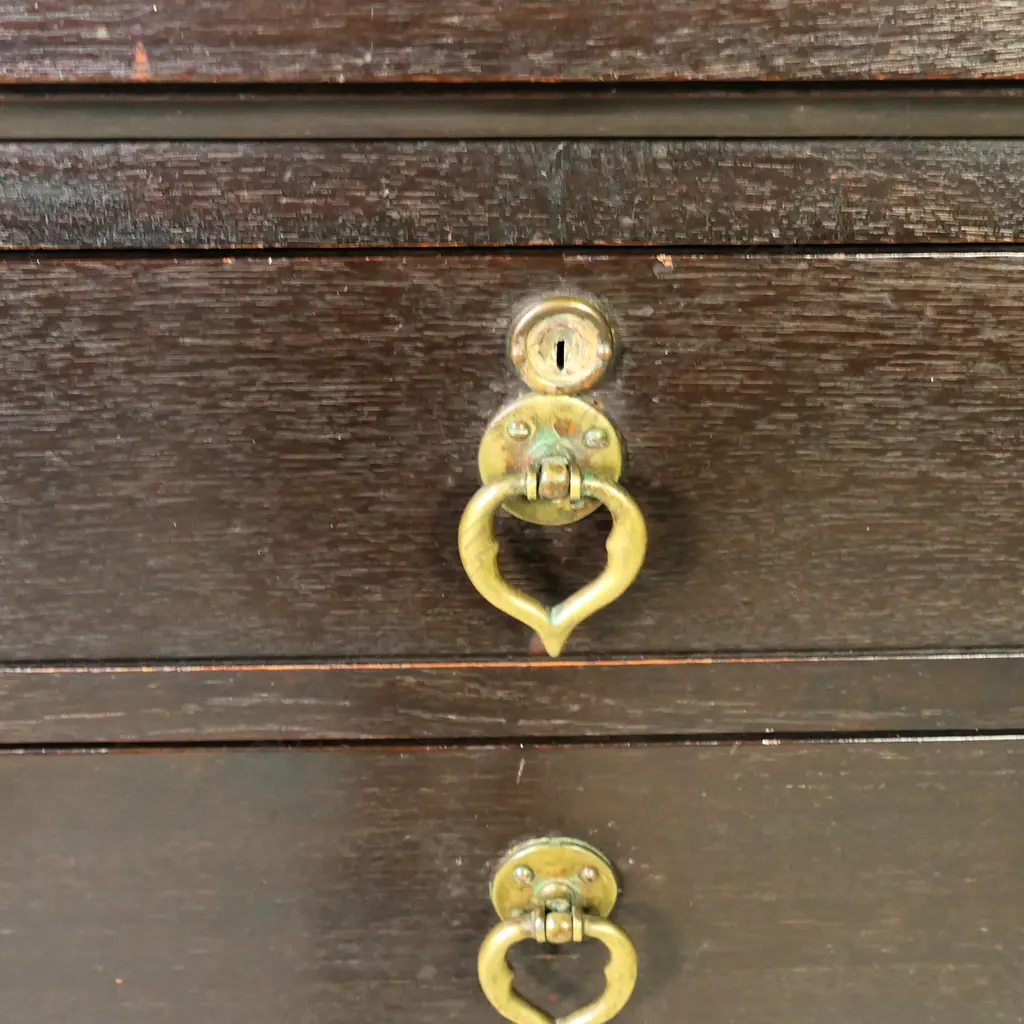 An Edwardian Arts & Crafts ebonized oak cabinet on stand Image 1++