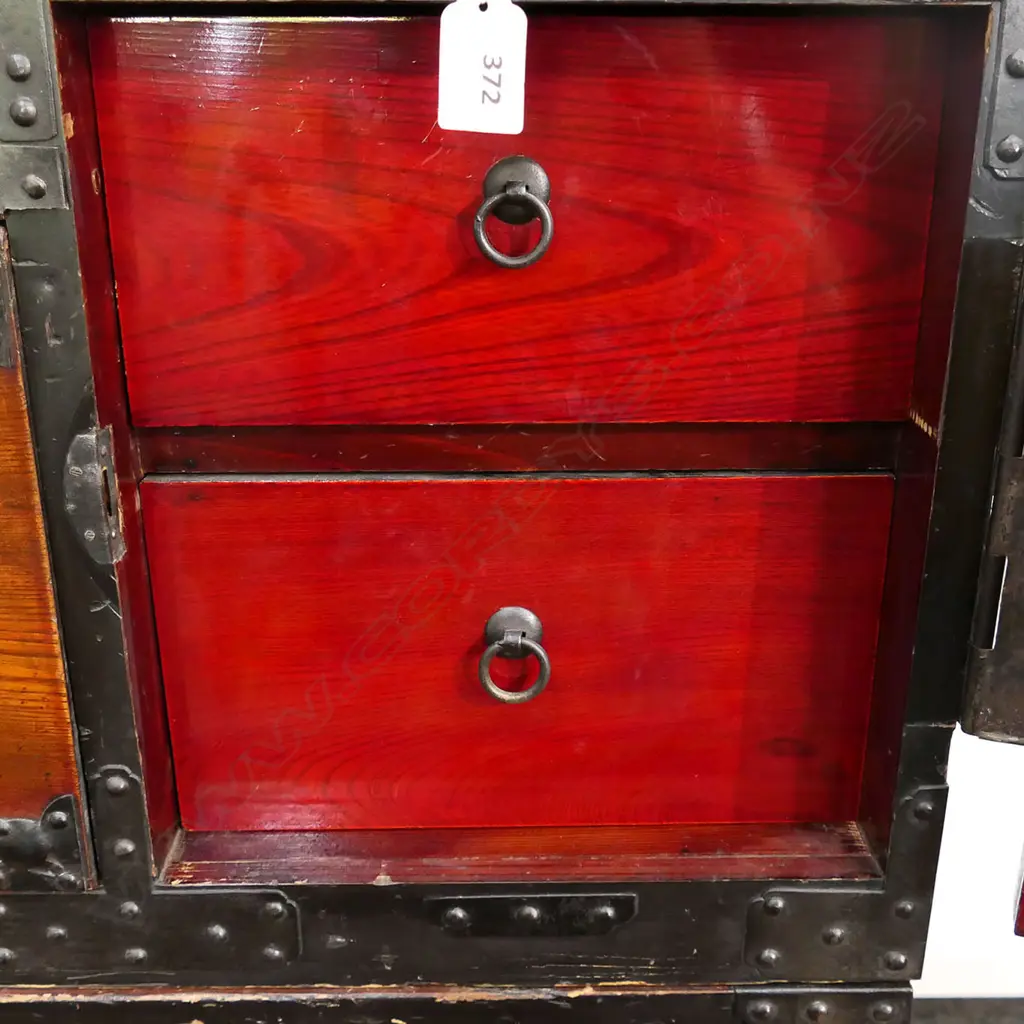 An uncommon Japanese late 19thC Sendai region kimono chest, Image 1++