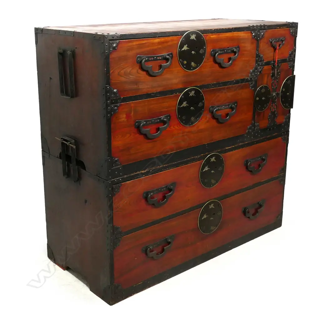 An uncommon Japanese late 19thC Sendai region kimono chest, Image 1++