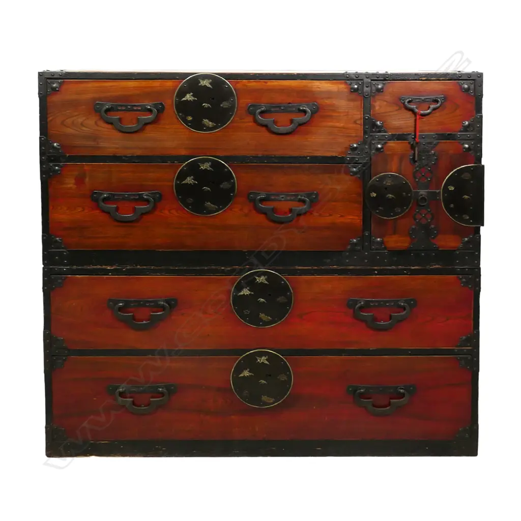 An uncommon Japanese late 19thC Sendai region kimono chest, Image 1++
