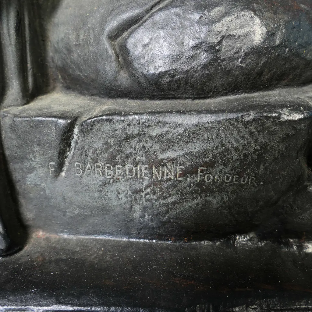 A 19thC Ferdinand Barbedienne foundry large bronze of Mother and Child, Image 1++
