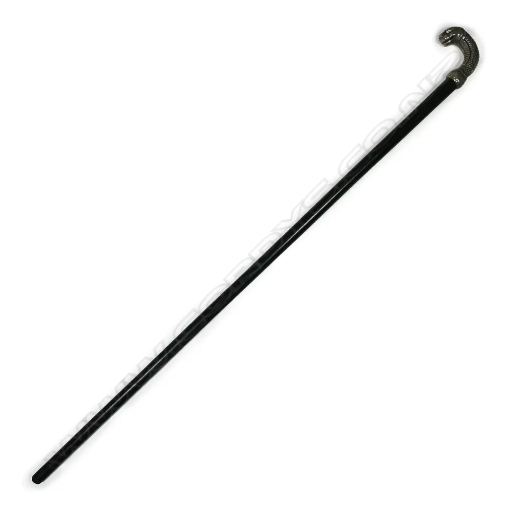 An ebony walking stick with silver leopard's head handle, Image 1++