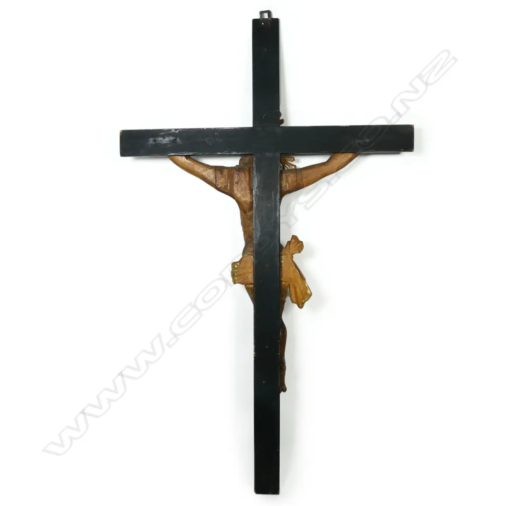 A large 19thC wood crucifix, Image 1++