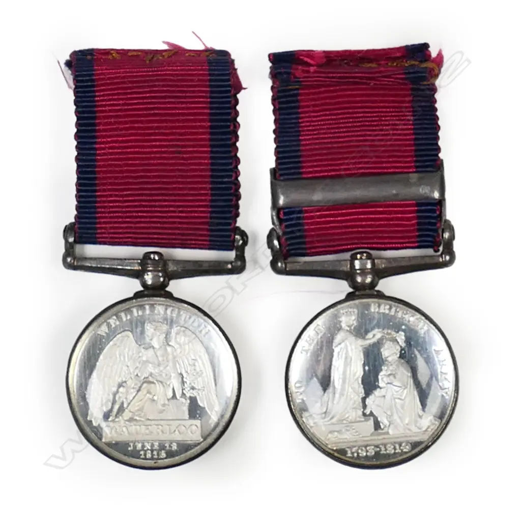 Rare and desirable Waterloo/Military General Service (Toulese) (Vittoria) Miniature Medal pair Image 1++