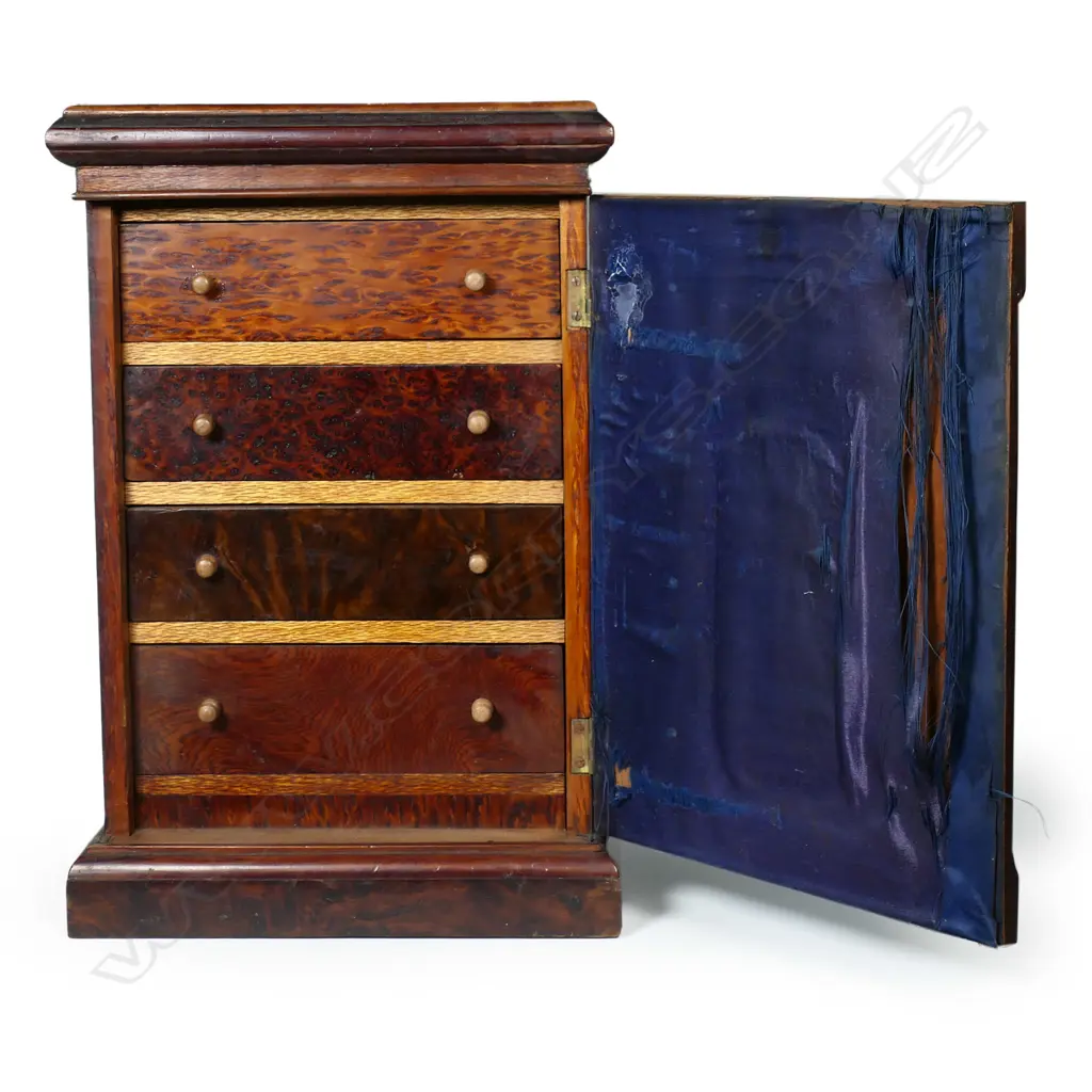 A New Zealand native timbers small cabinet by Alfred Bishop Morton, made 1899 Image 1++