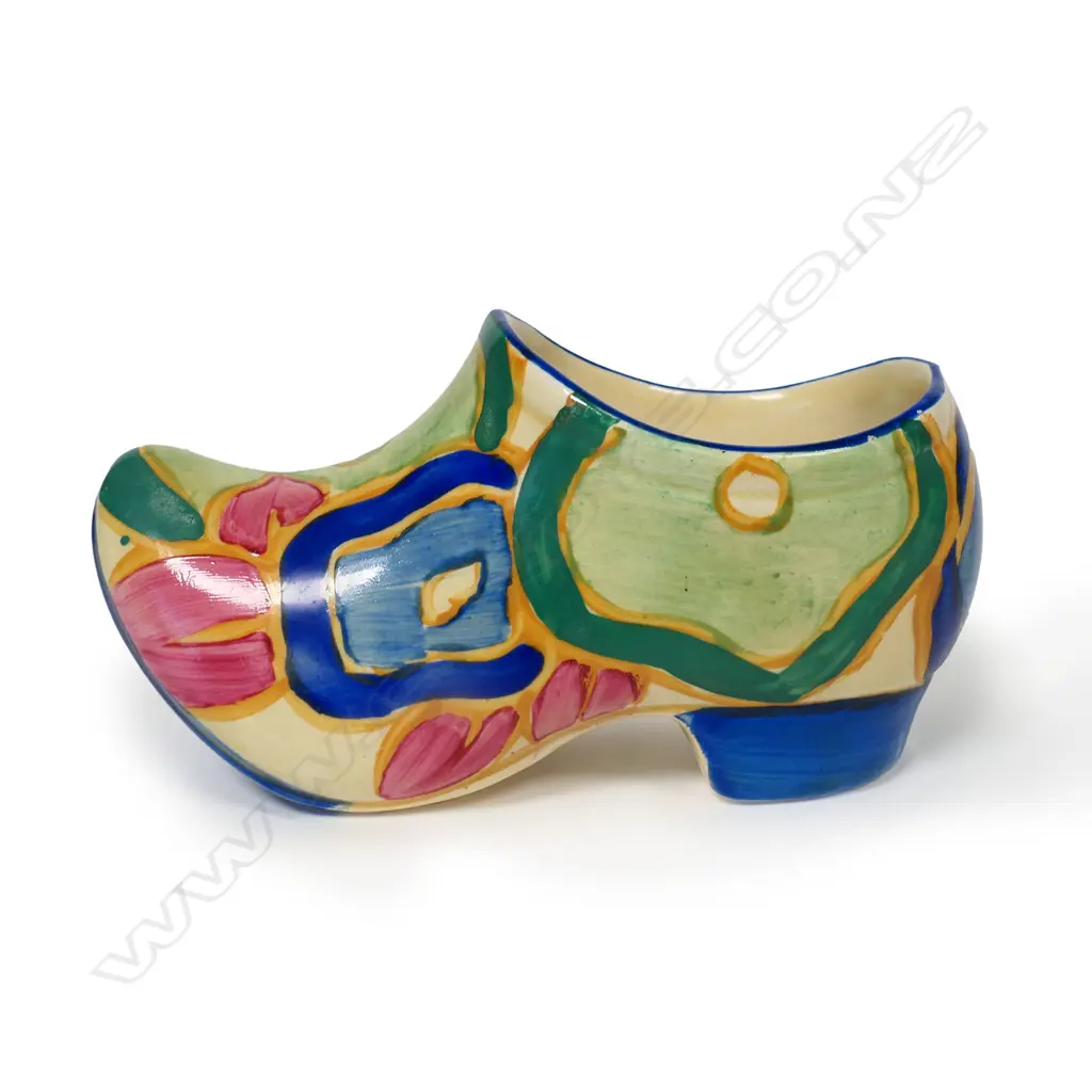 A Clarice Cliff Bizarre small sabot clog, Image 1++