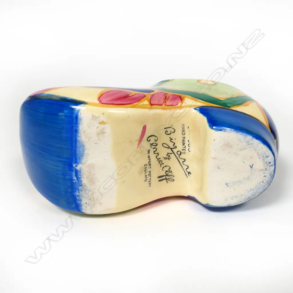 A Clarice Cliff Bizarre small sabot clog, Image 1++