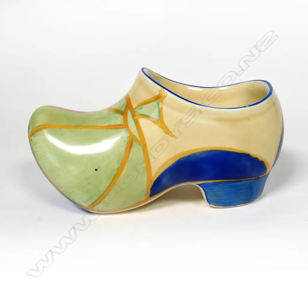 A Clarice Cliff Bizarre small sabot clog, Image 1++