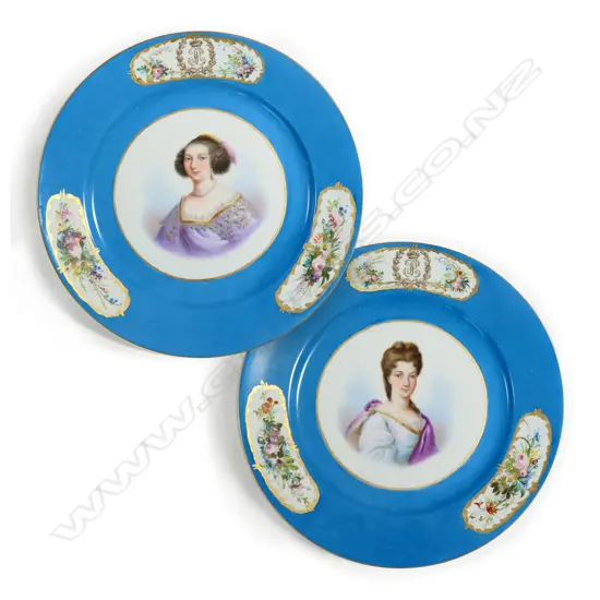 A pair of 19thC Limoges portrait plates,