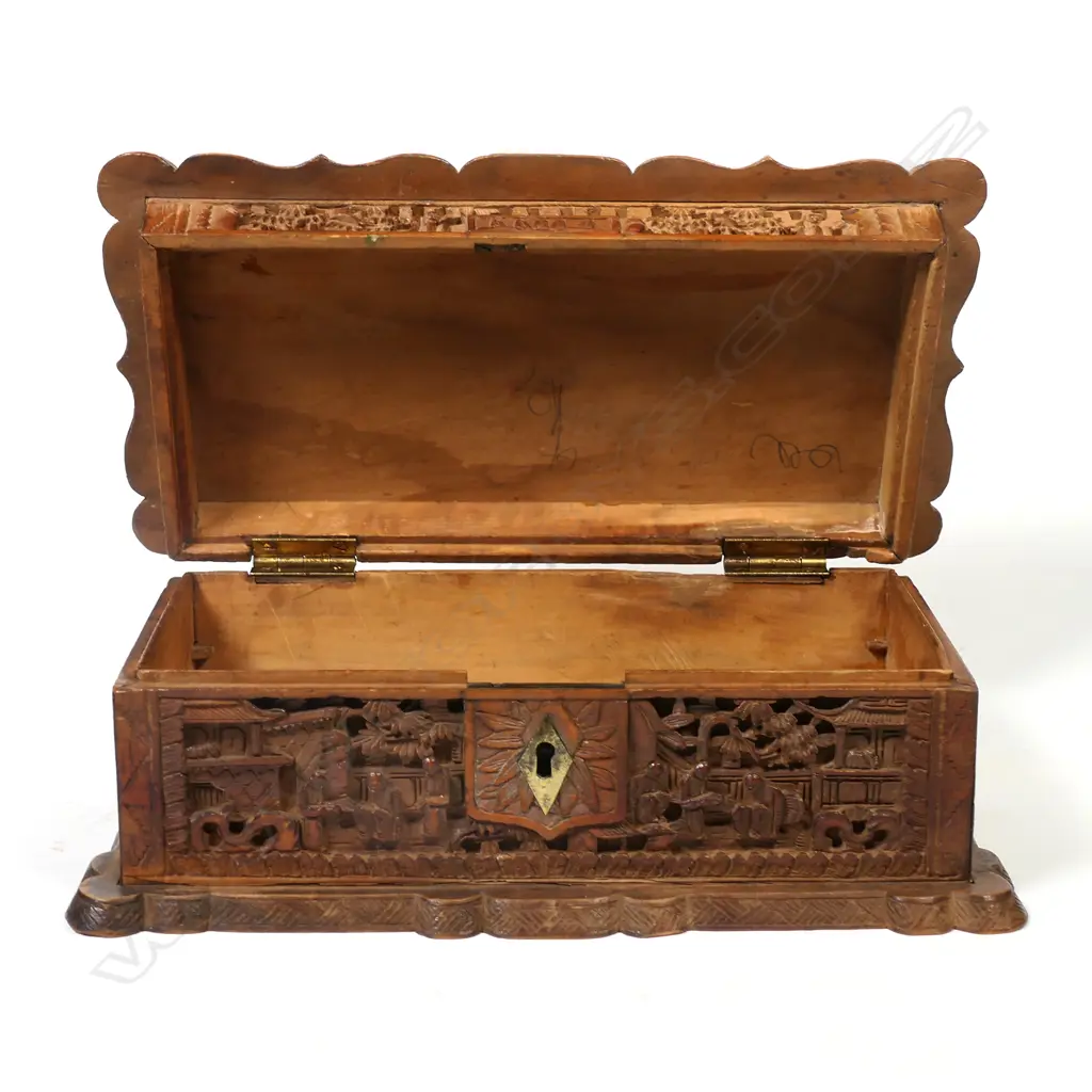 An early 20thc Chinese finely carved sandlewood trinket box, Image 1++