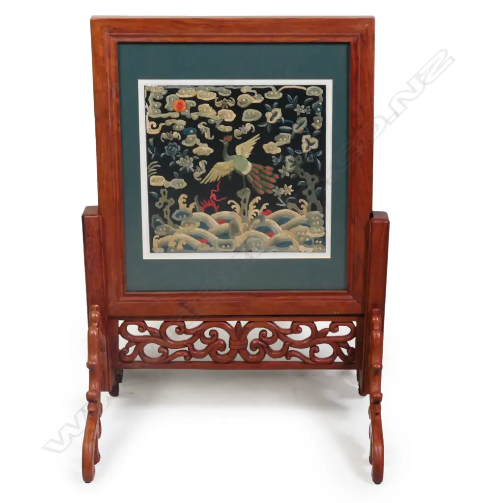 A 19thC Chinese silk embroidered Mandarin's robe cuffs, Image 1++