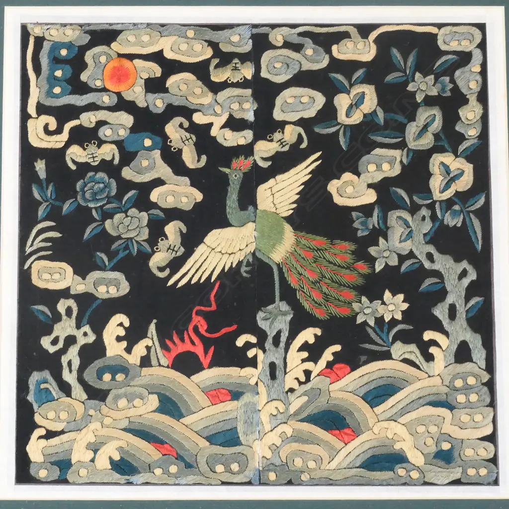 A 19thC Chinese silk embroidered Mandarin's robe cuffs, Image 1++