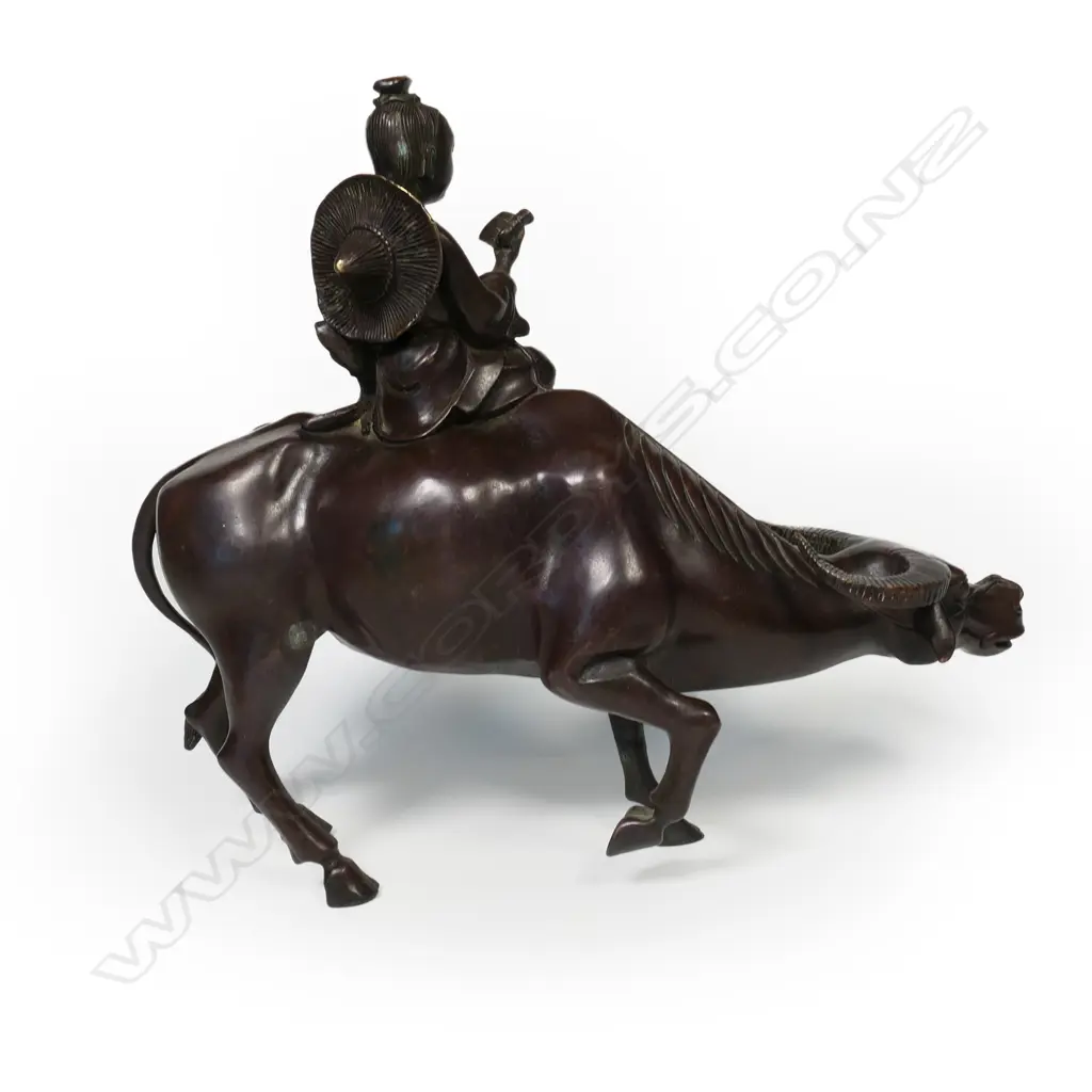 A quality Chinese bronze boy and ox sculpture, Image 1++
