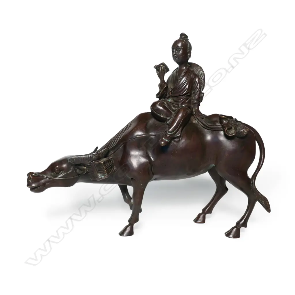 A quality Chinese bronze boy and ox sculpture, Image 1++