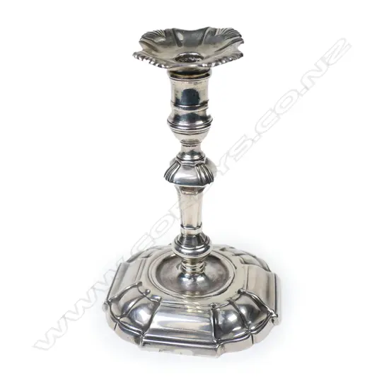 A George II cast silver tapper stick,