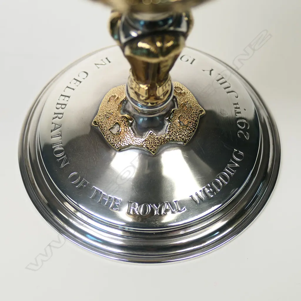 A Garrard & Co silver commemorative goblet, for the Royal Wedding Charles and Diana Image 1++